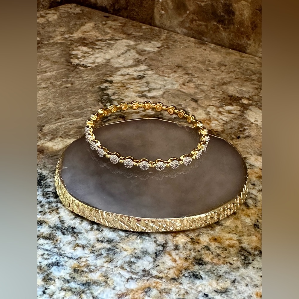 Gold Simulated Diamond Bangle Bracelet